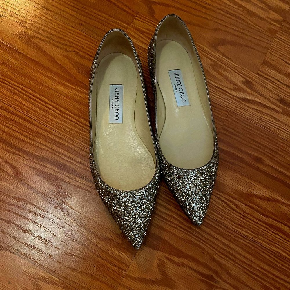 Jimmy Choo Alina Glitter Ballet Flats